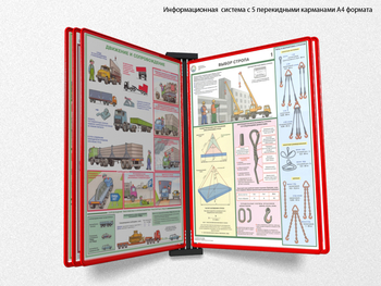 Настенная перекидная система а4 на 5 рамок (красная) - Перекидные системы для плакатов, карманы и рамки - Настенные перекидные системы - Магазин охраны труда Протекторшоп